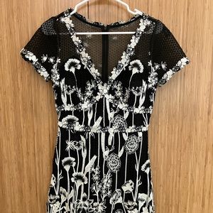 Marchesa Notte Cocktail Dress with Floral Embroidery